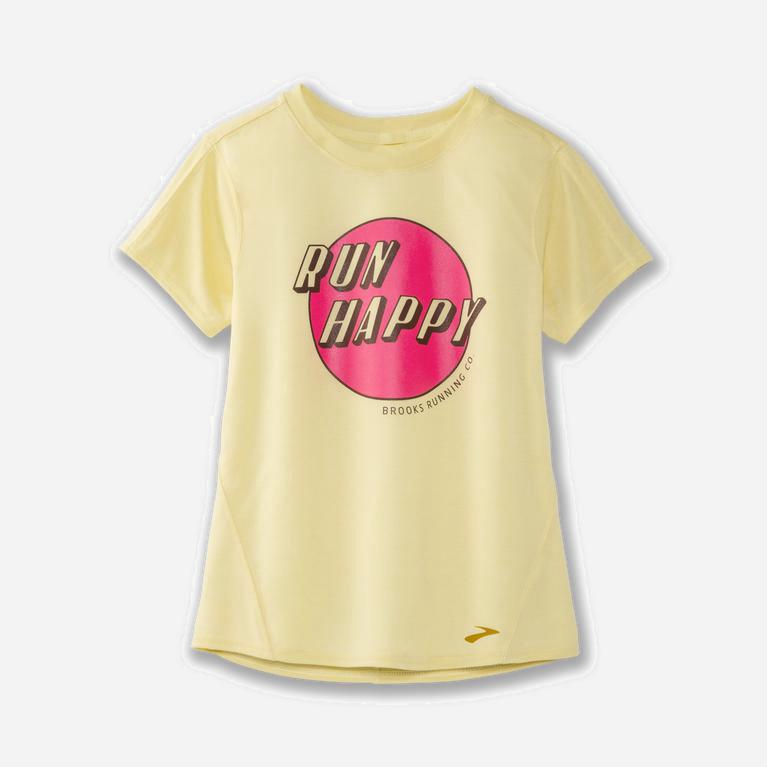 Brooks Distance Graphic Hardloopshirt voor Dames LichtGeel (JWFOD-3684)